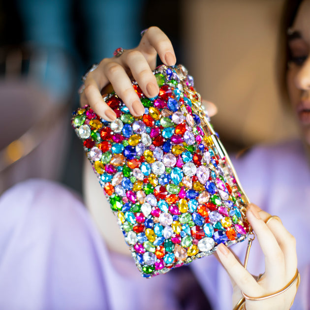 Female Multicolor Bridal Handcrafted Designer Evening Bag