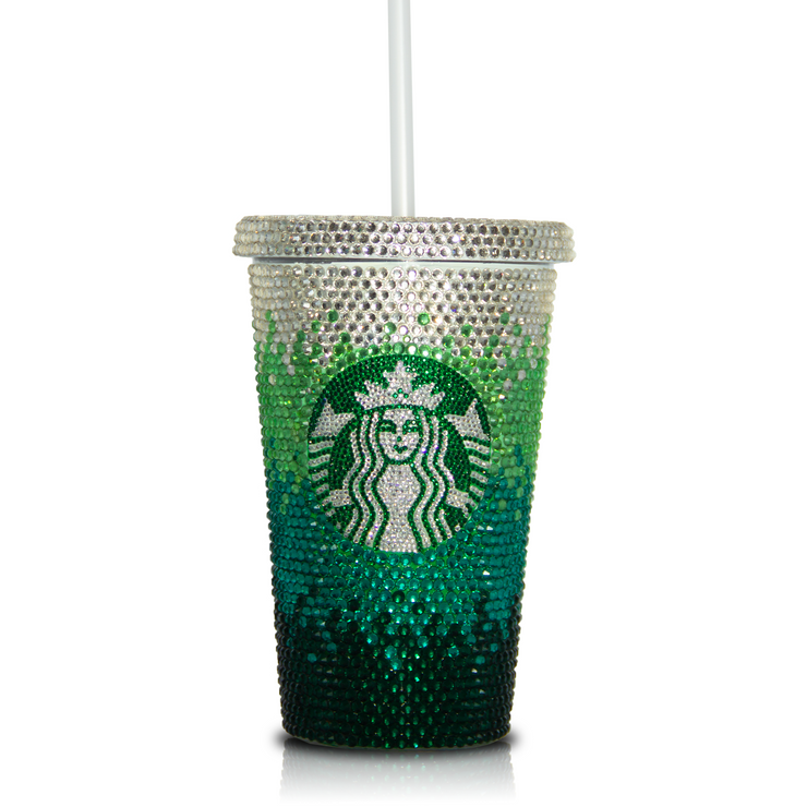 50pcs Starbucks-green# Simulation Large Starbucks Luminous Fine Glitter Straw  Cup Diy Cream Glue Phone Case Creative Ornaments Resin Accessories
