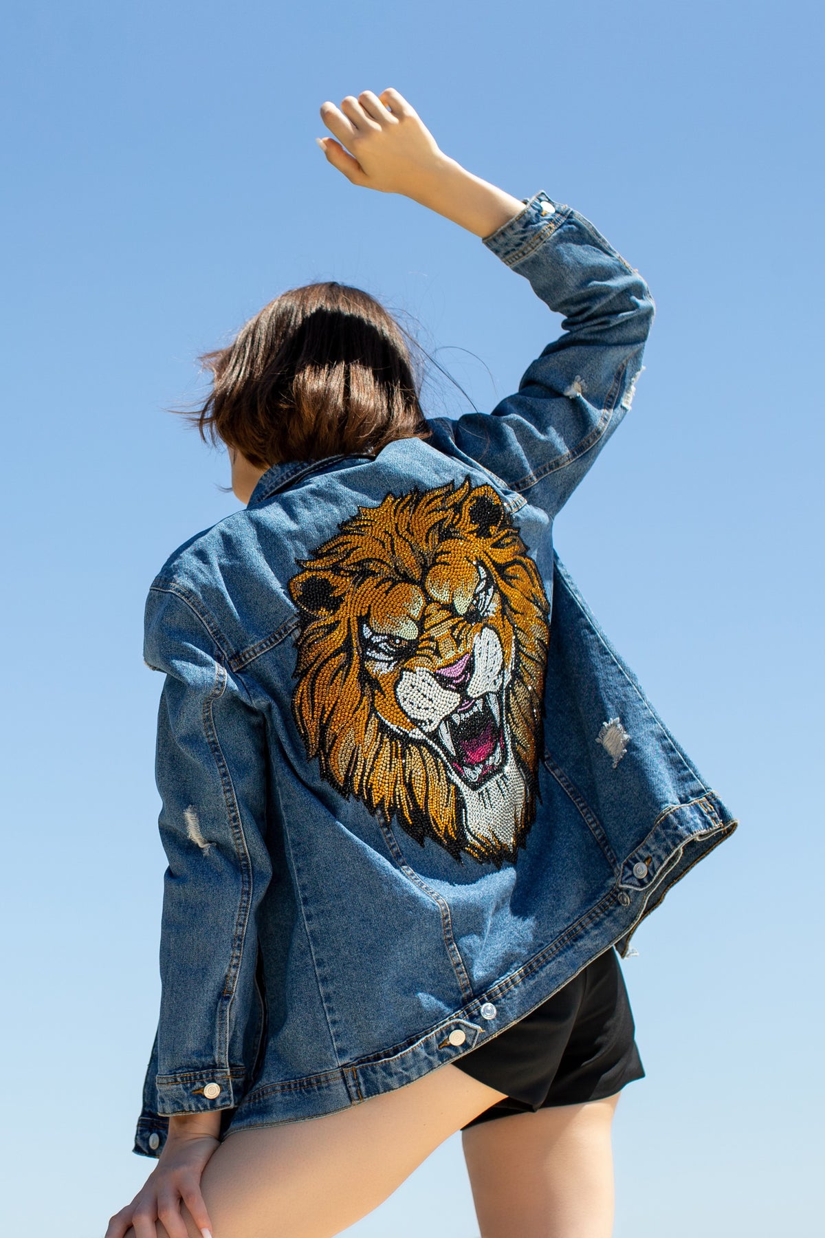 Life is Gucci Oversized Hand-painted Denim Jacket