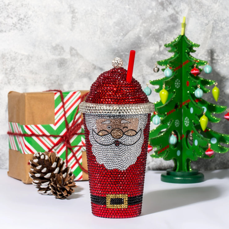 Tumbler Cup w/ Straw Christmas Coolites Santa Claus Light Up Green