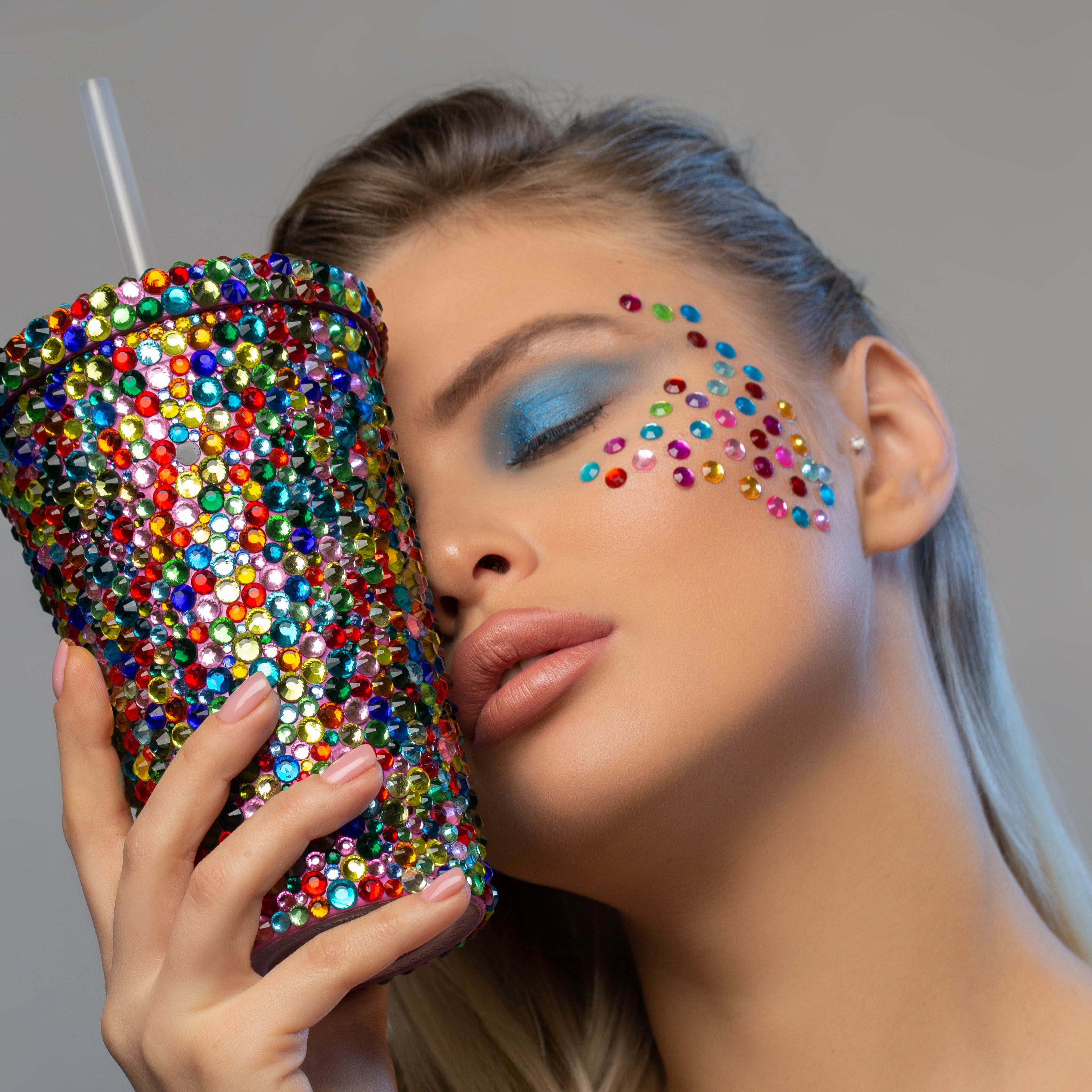 50 Shades of Bling Colorful Glitter Tumbler w/ Straw