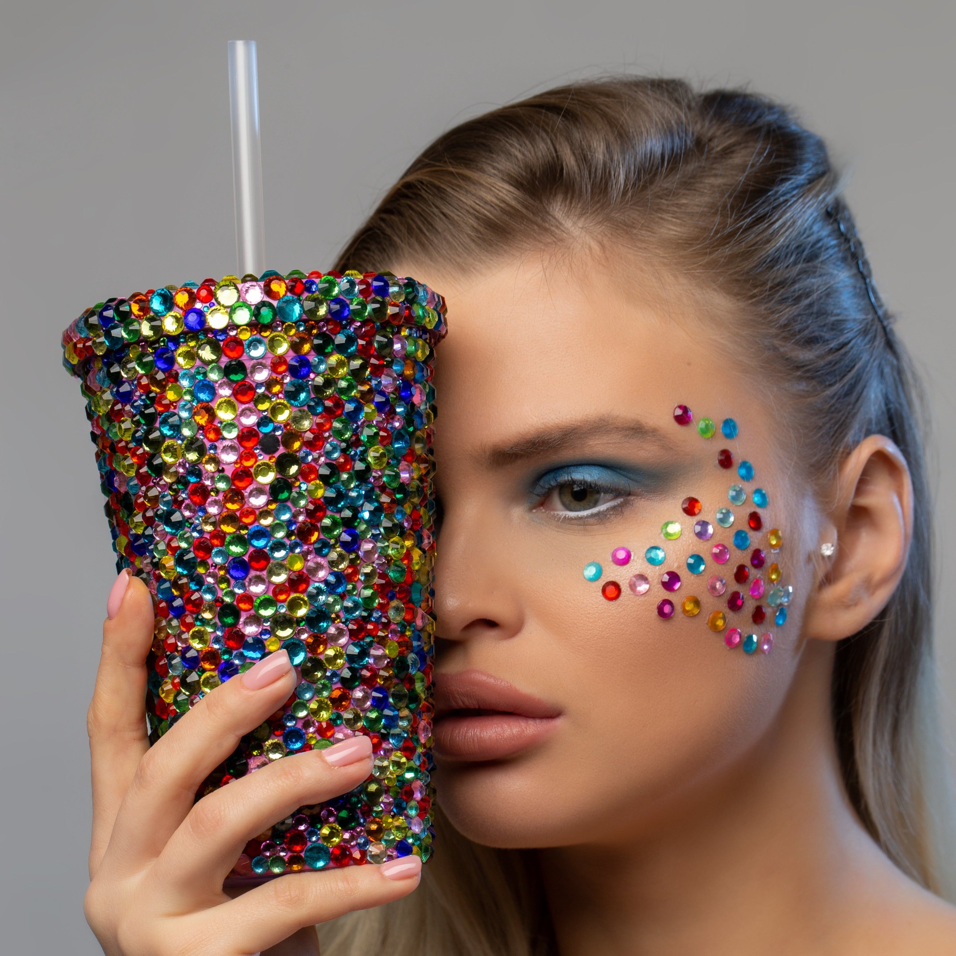 50 Shades of Bling Colorful Glitter Tumbler w/ Straw